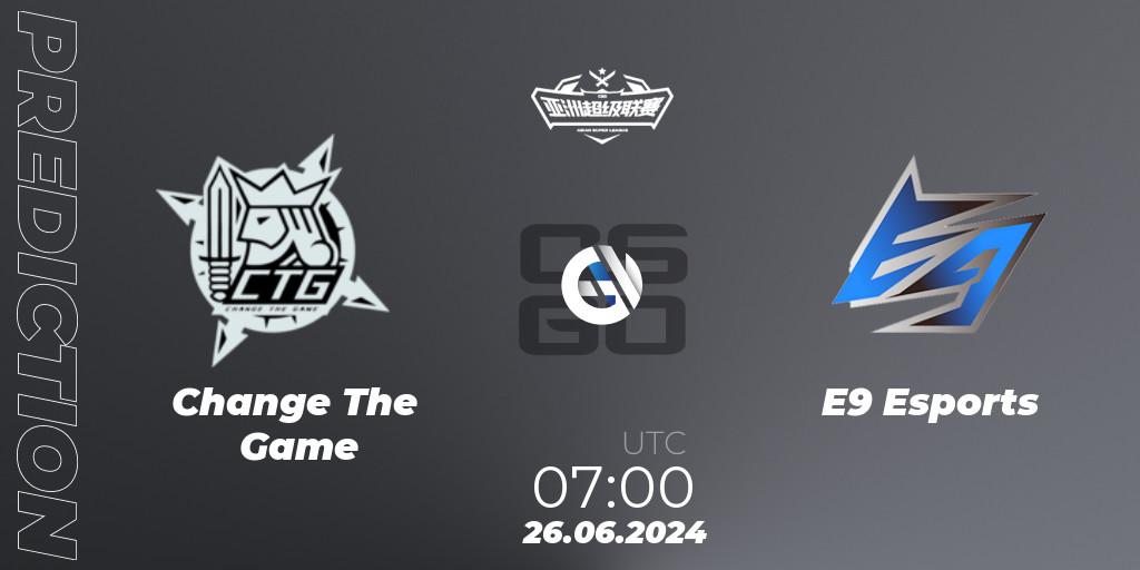 Change The Game vs E9 Esports: Match Prediction. 26.06.2024 at 07:00, Counter-Strike (CS2), Asian Super League Season 4: Preliminary Stage