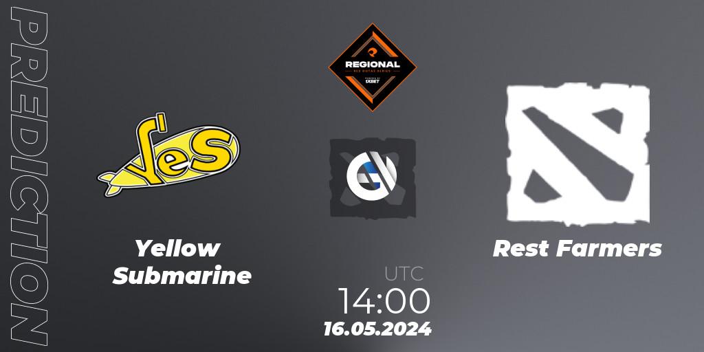 Yellow Submarine vs Rest Farmers: Match Prediction. 16.05.2024 at 14:40, Dota 2, RES Regional Series: EU #2