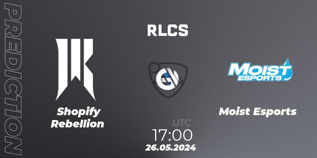 Shopify Rebellion vs Moist Esports: Match Prediction. 26.05.2024 at 17:00, Rocket League, RLCS 2024 - Major 2: NA Open Qualifier 6