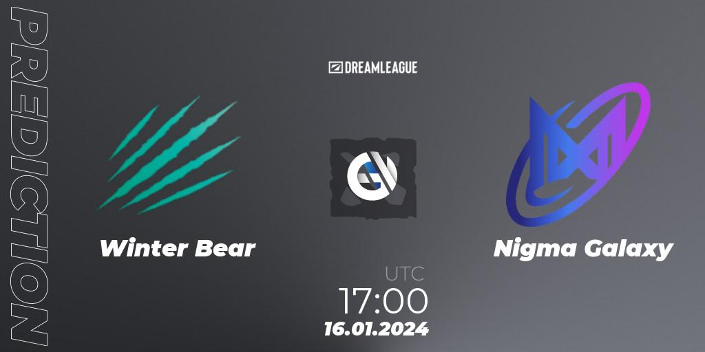 Winter Bear vs Nigma Galaxy: Match Prediction. 16.01.2024 at 17:03, Dota 2, DreamLeague Season 22: MENA Closed Qualifier