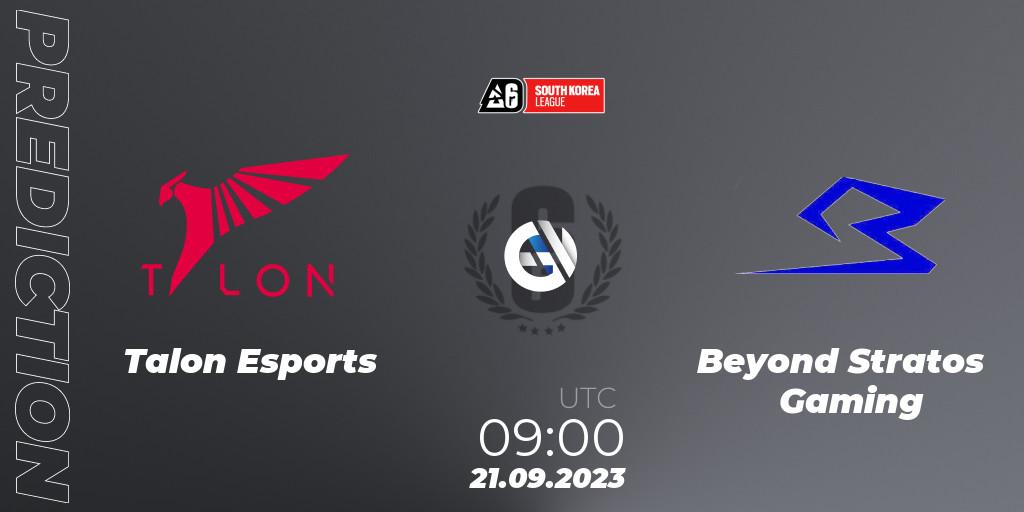 Talon Esports vs Beyond Stratos Gaming: Match Prediction. 21.09.2023 at 09:00, Rainbow Six, South Korea League 2023 - Stage 2