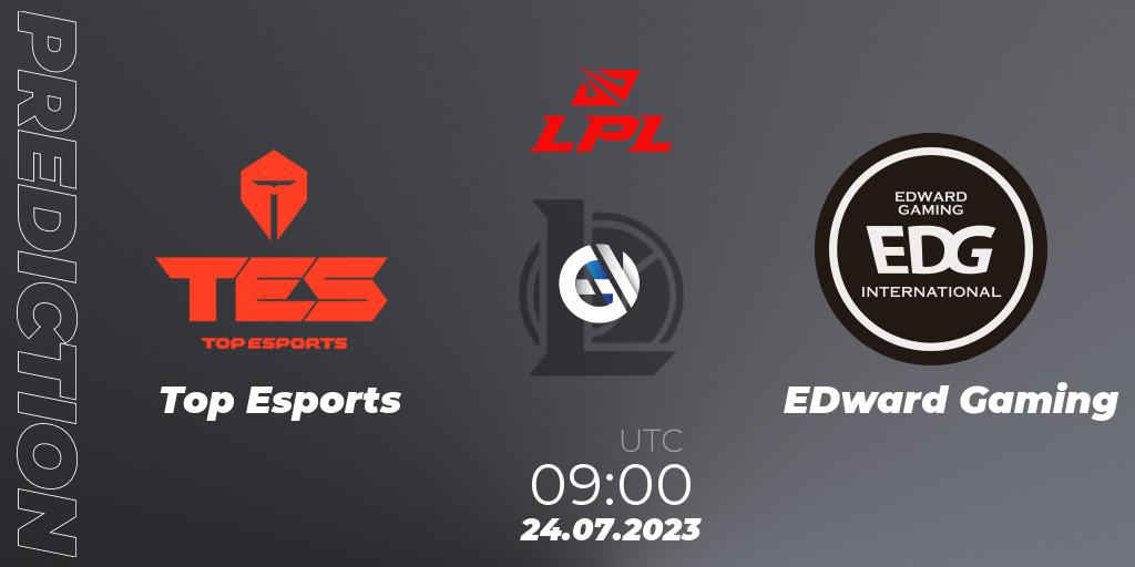 Top Esports vs EDward Gaming: Match Prediction. 24.07.2023 at 09:00, LoL, LPL Summer 2023 - Playoffs
