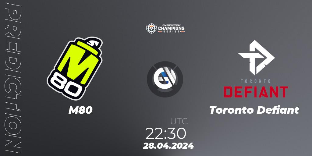 M80 vs Toronto Defiant: Match Prediction. 28.04.2024 at 22:30, Overwatch, Overwatch Champions Series 2024 - North America Stage 2 Main Event