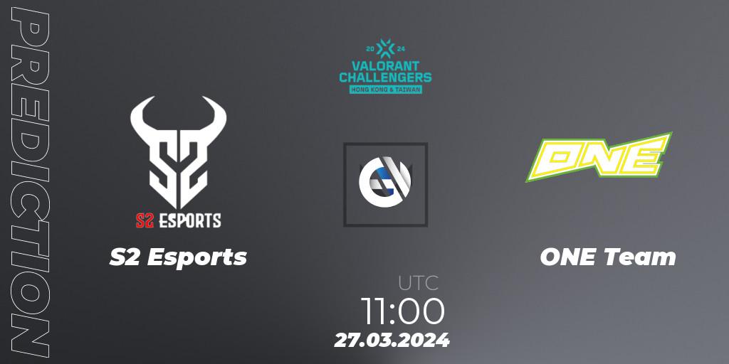 S2 Esports vs ONE Team: Match Prediction. 27.03.2024 at 11:00, VALORANT, VALORANT Challengers Hong Kong and Taiwan 2024: Split 1
