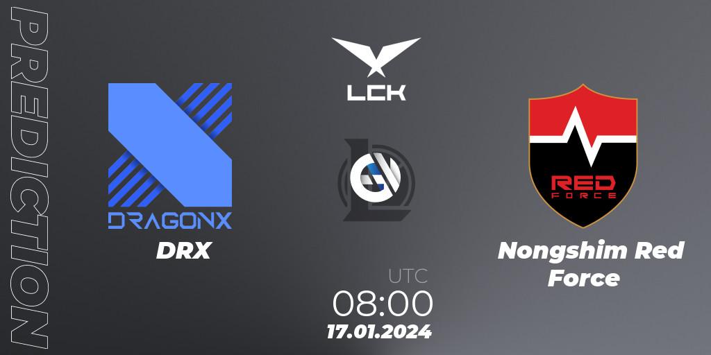DRX vs Nongshim Red Force: Match Prediction. 17.01.2024 at 08:15, LoL, LCK Spring 2024 - Group Stage