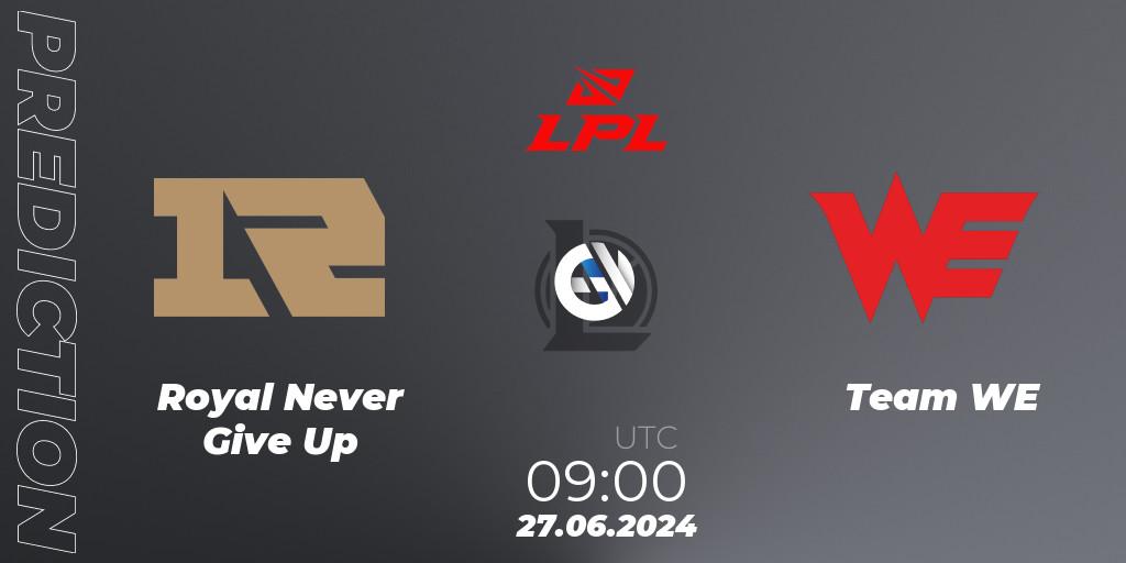 Royal Never Give Up vs Team WE: Match Prediction. 27.06.2024 at 09:00, LoL, LPL 2024 Summer - Group Stage