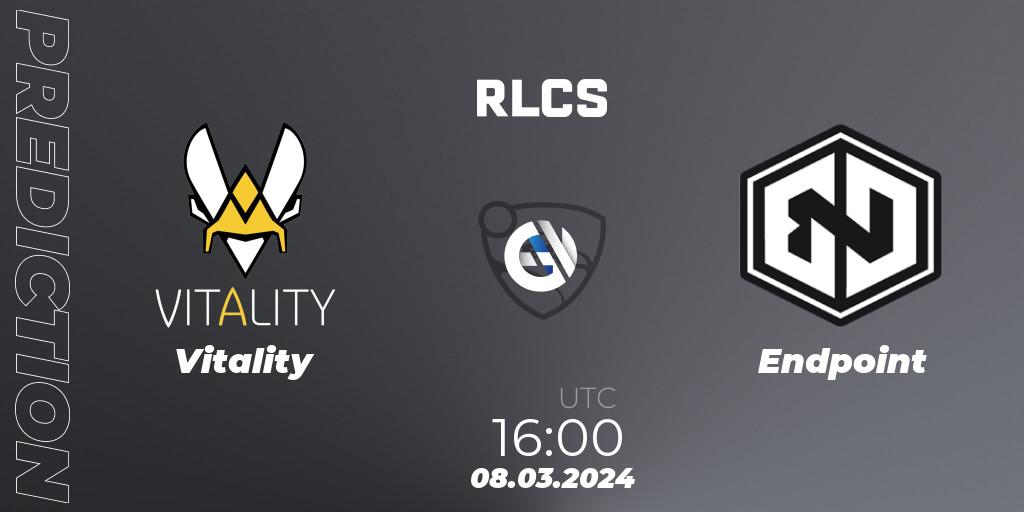 Vitality vs Endpoint: Match Prediction. 08.03.2024 at 16:00, Rocket League, RLCS 2024 - Major 1: Europe Open Qualifier 3