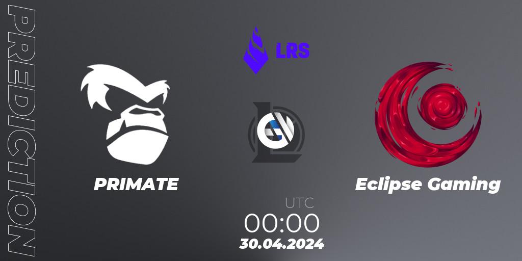 PRIMATE vs Eclipse Gaming: Match Prediction. 30.04.2024 at 00:00, LoL, Liga Regional Sur 2024