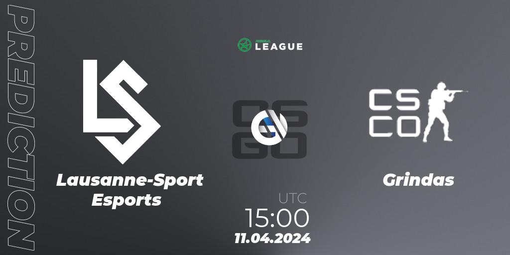 Lausanne-Sport Esports vs Grindas: Match Prediction. 11.04.2024 at 15:00, Counter-Strike (CS2), ESEA Season 49: Advanced Division - Europe
