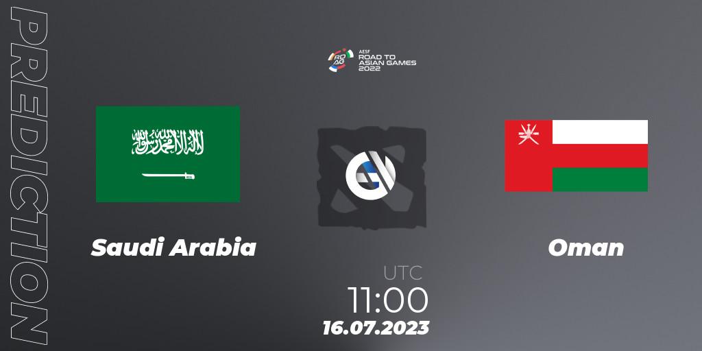 Saudi Arabia vs Oman: Match Prediction. 16.07.2023 at 11:40, Dota 2, 2022 AESF Road to Asian Games - West Asia