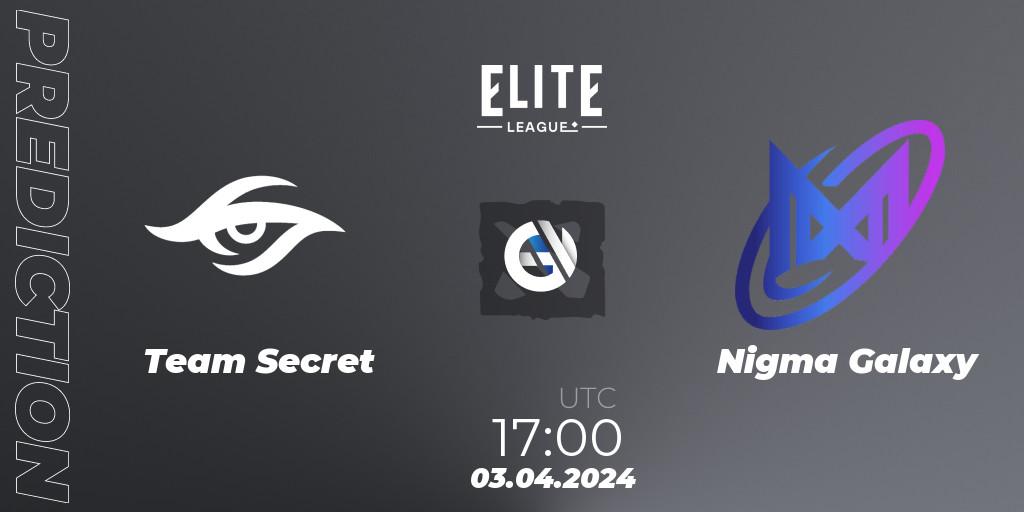 Team Secret vs Nigma Galaxy: Match Prediction. 03.04.24, Dota 2, Elite League: Swiss Stage