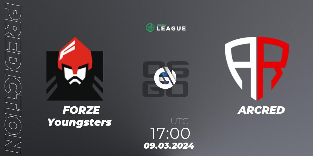FORZE Youngsters vs ARCRED: Match Prediction. 09.03.2024 at 17:00, Counter-Strike (CS2), ESEA Season 48: Advanced Division - Europe
