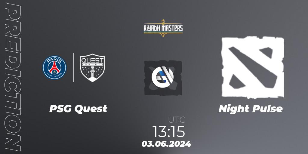 PSG Quest vs Night Pulse: Match Prediction. 03.06.2024 at 13:15, Dota 2, Riyadh Masters 2024: MENA Closed Qualifier