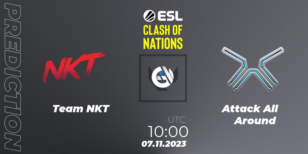 Team NKT vs Attack All Around: Match Prediction. 07.11.2023 at 10:00, VALORANT, ESL Clash of Nations 2023 - Thailand Closed Qualifier