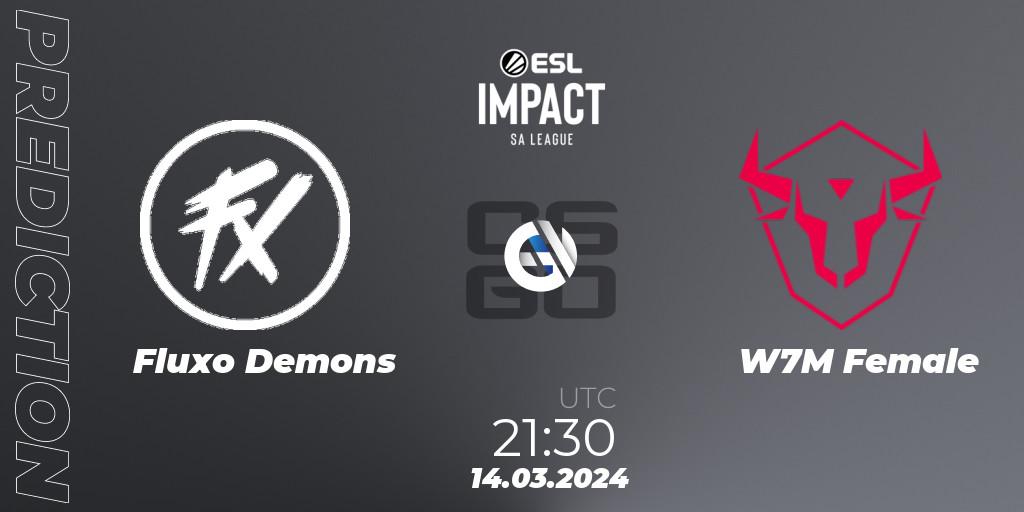 Fluxo Demons vs W7M Female: Match Prediction. 14.03.2024 at 21:30, Counter-Strike (CS2), ESL Impact League Season 5: South America