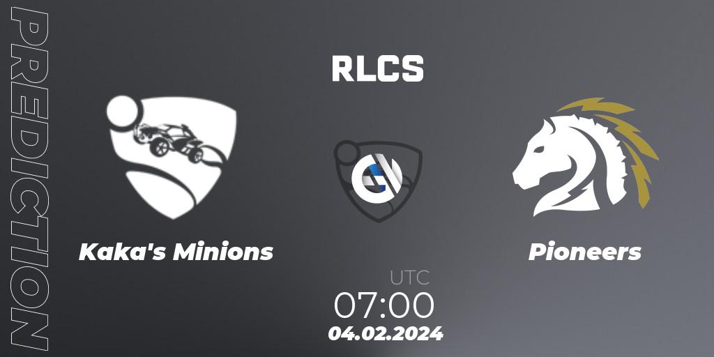 Kaka's Minions vs Pioneers: Match Prediction. 04.02.2024 at 06:00, Rocket League, RLCS 2024 - Major 1: OCE Open Qualifier 1