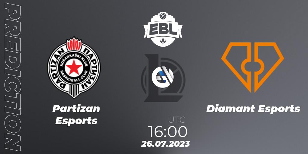 Partizan Esports vs Diamant Esports: Match Prediction. 26.07.2023 at 16:00, LoL, Esports Balkan League Season 13