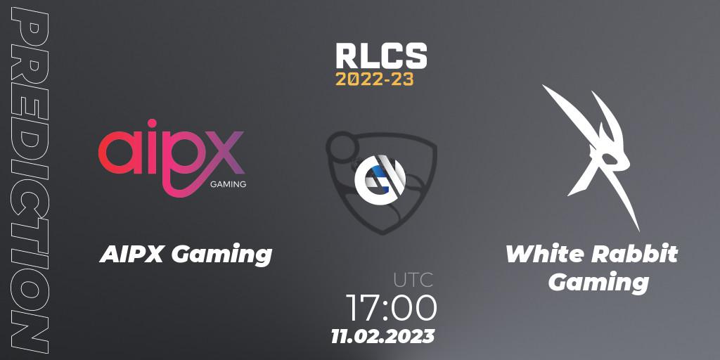 AIPX Gaming vs White Rabbit Gaming: Match Prediction. 11.02.2023 at 17:20, Rocket League, RLCS 2022-23 - Winter: Sub-Saharan Africa Regional 2 - Winter Cup