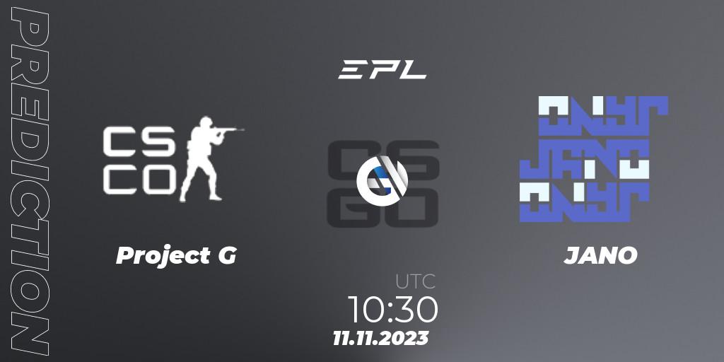 Project G vs JANO: Match Prediction. 11.11.2023 at 11:30, Counter-Strike (CS2), European Pro League Season 12: Division 2
