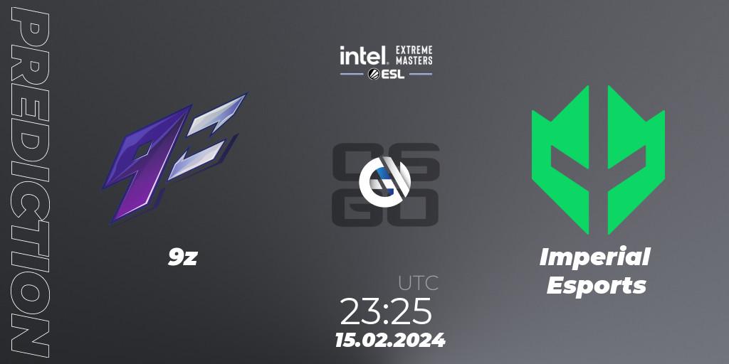 9z vs Imperial Esports: Match Prediction. 15.02.2024 at 23:25, Counter-Strike (CS2), Intel Extreme Masters Dallas 2024: South American Open Qualifier #1