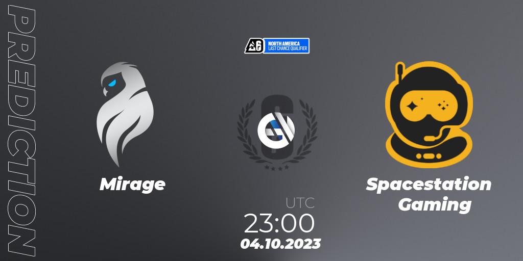 Mirage vs Spacestation Gaming: Match Prediction. 04.10.23, Rainbow Six, North America League 2023 - Stage 2 - Last Chance Qualifier
