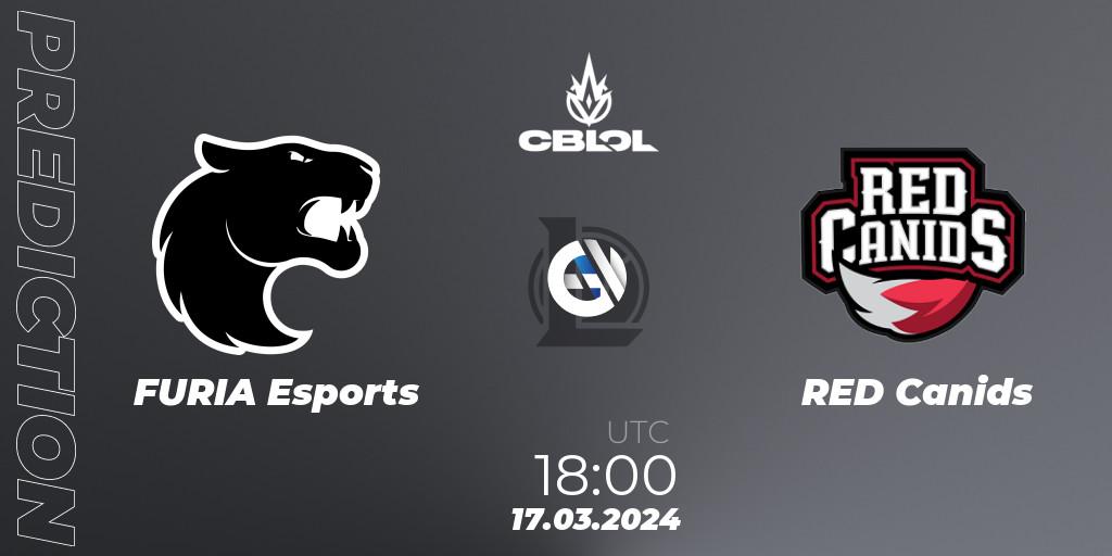 FURIA Esports vs RED Canids: Match Prediction. 17.03.2024 at 18:00, LoL, CBLOL Split 1 2024 - Group Stage