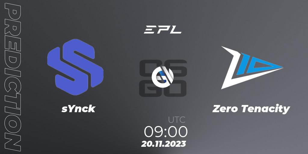 sYnck vs Zero Tenacity: Match Prediction. 24.11.2023 at 09:00, Counter-Strike (CS2), European Pro League Season 12: Division 2