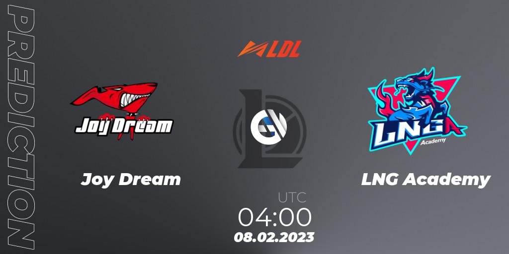 Joy Dream vs LNG Academy: Match Prediction. 08.02.2023 at 04:00, LoL, LDL 2023 - Swiss Stage