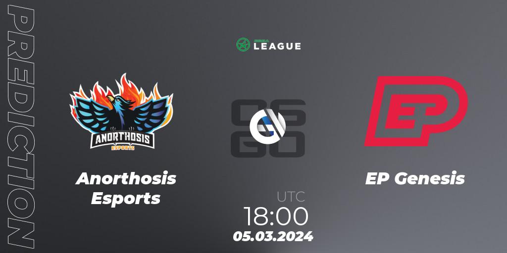 Anorthosis Esports vs EP Genesis: Match Prediction. 05.03.2024 at 18:00, Counter-Strike (CS2), ESEA Season 48: Main Division - Europe