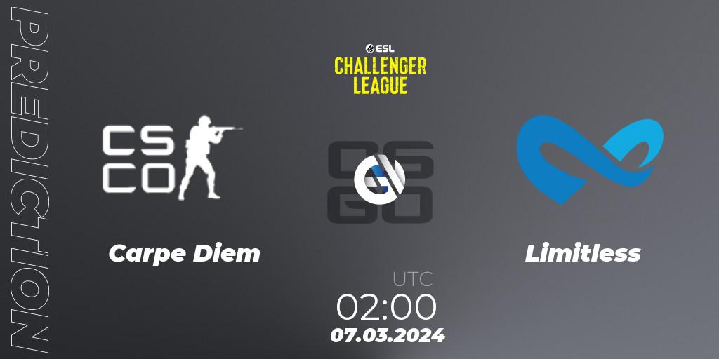 Carpe Diem vs Limitless: Match Prediction. 07.03.2024 at 02:00, Counter-Strike (CS2), ESL Challenger League Season 47: North America