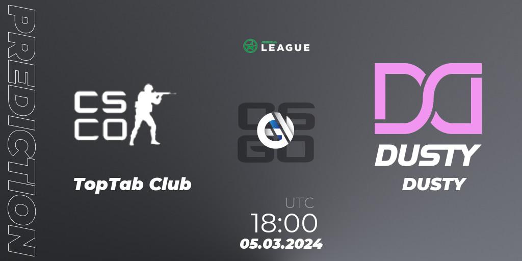 TopTab Club vs DUSTY: Match Prediction. 05.03.2024 at 18:00, Counter-Strike (CS2), ESEA Season 48: Main Division - Europe