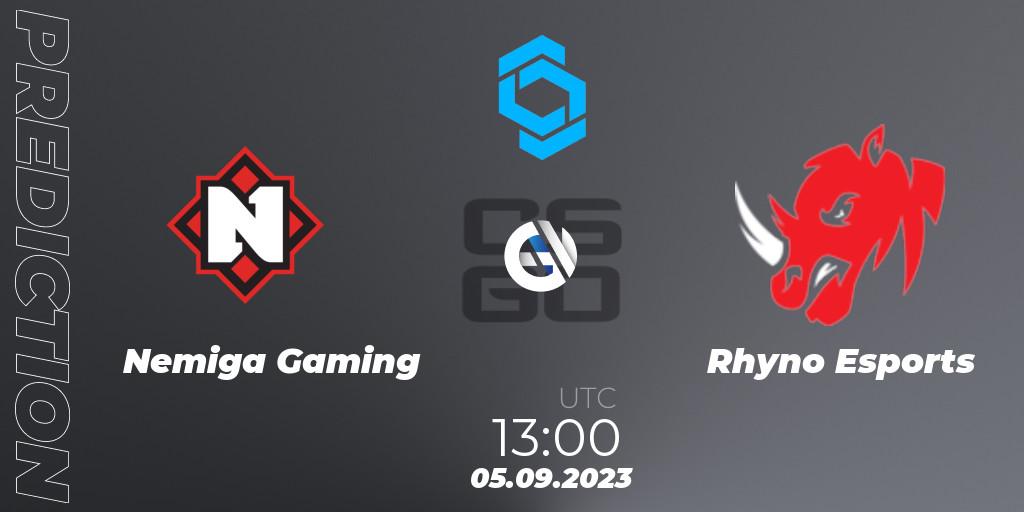 Nemiga Gaming vs Rhyno Esports: Match Prediction. 05.09.2023 at 13:00, Counter-Strike (CS2), CCT East Europe Series #2: Closed Qualifier