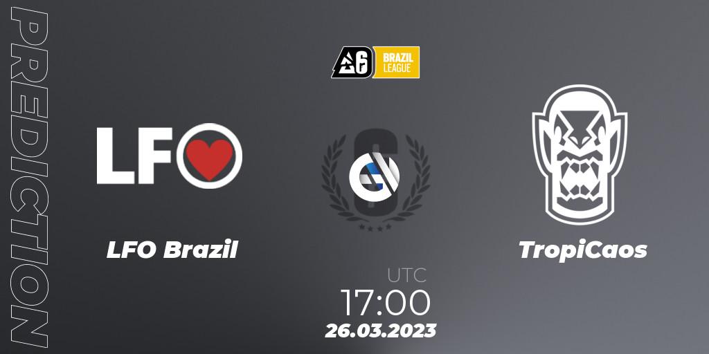 LFO Brazil vs TropiCaos: Match Prediction. 26.03.23, Rainbow Six, Brazil League 2023 - Stage 1