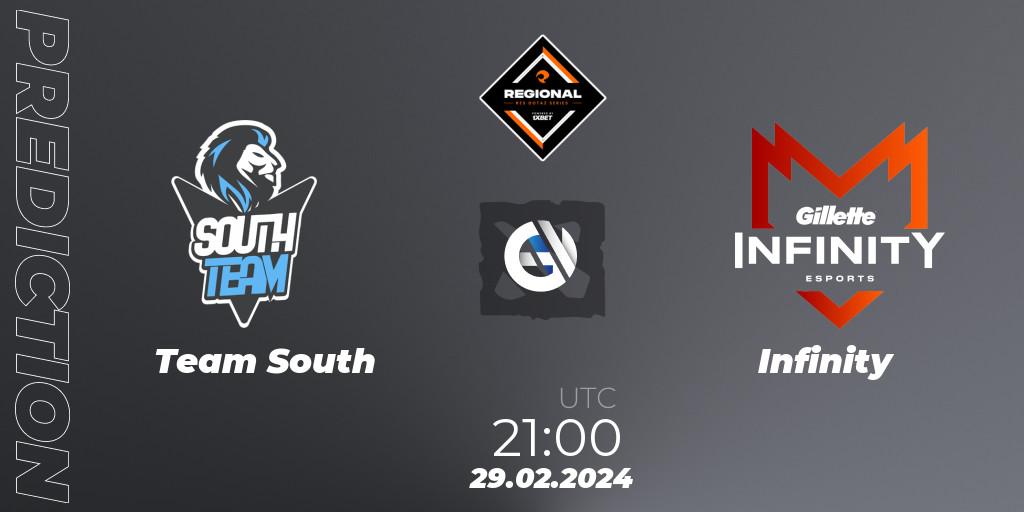 Team South vs Infinity: Match Prediction. 29.02.24, Dota 2, RES Regional Series: LATAM #1