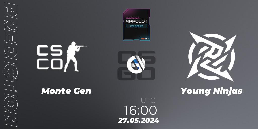 Monte Gen vs Young Ninjas: Match Prediction. 27.05.2024 at 16:00, Counter-Strike (CS2), Appolo1 Series: Phase 2