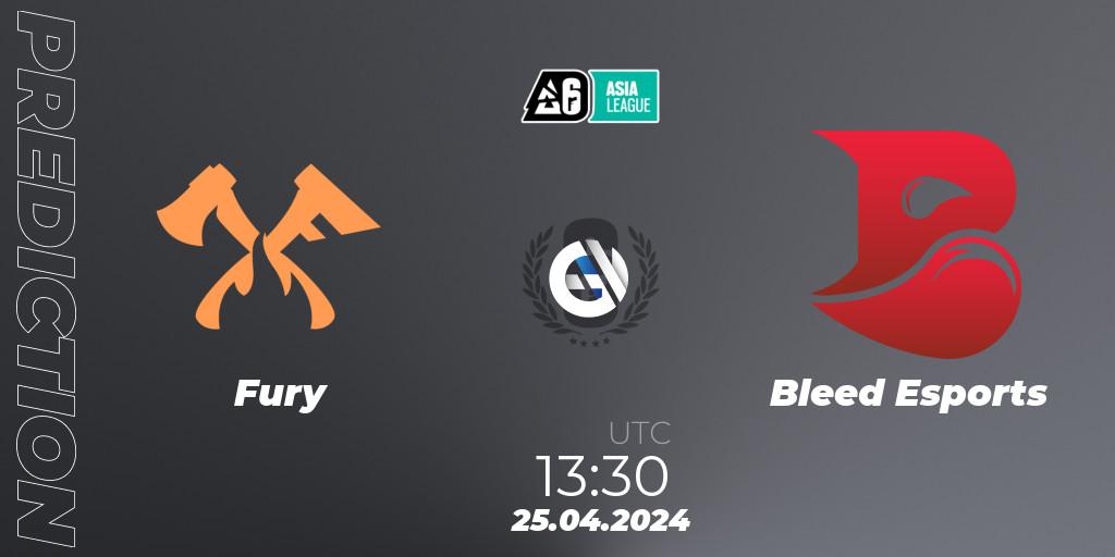 Fury vs Bleed Esports: Match Prediction. 25.04.2024 at 13:30, Rainbow Six, Asia League 2024 - Stage 1