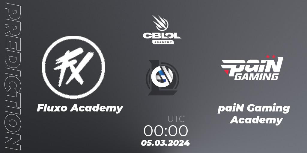Fluxo Academy vs paiN Gaming Academy: Match Prediction. 05.03.2024 at 00:00, LoL, CBLOL Academy Split 1 2024