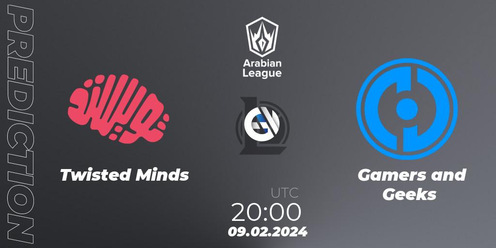 Twisted Minds vs Gamers and Geeks: Match Prediction. 09.02.2024 at 20:00, LoL, Arabian League Spring 2024