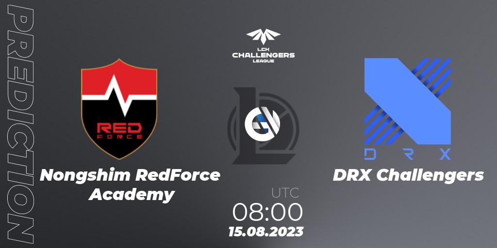 Nongshim RedForce Academy vs DRX Challengers: Match Prediction. 15.08.2023 at 08:00, LoL, LCK Challengers League 2023 Summer - Playoffs
