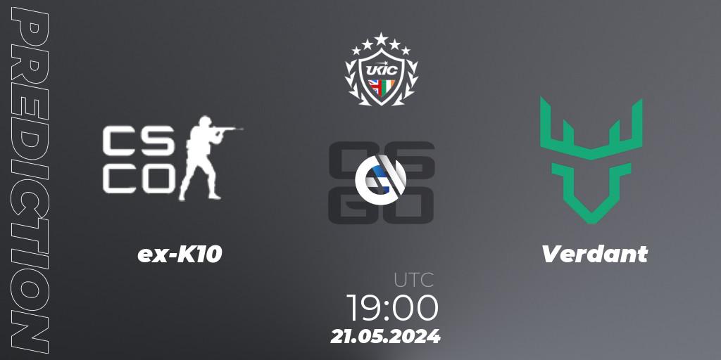 ex-K10 vs Verdant: Match Prediction. 21.05.2024 at 19:00, Counter-Strike (CS2), UKIC League Season 2: Division 1
