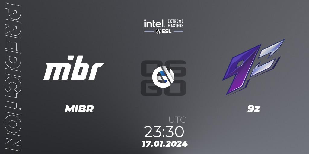MIBR vs 9z: Match Prediction. 17.01.2024 at 23:30, Counter-Strike (CS2), Intel Extreme Masters China 2024: South American Closed Qualifier