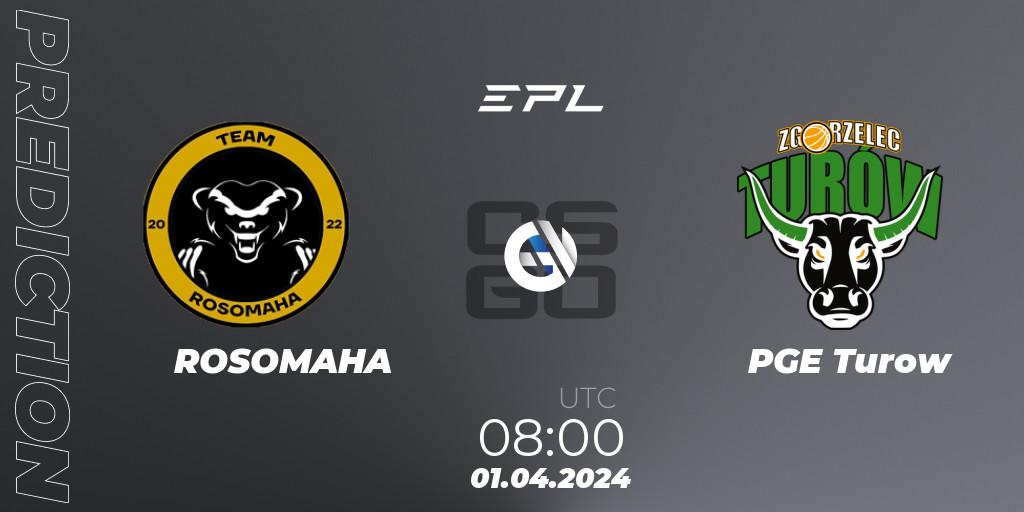 ROSOMAHA vs PGE Turow: Match Prediction. 01.04.2024 at 08:00, Counter-Strike (CS2), European Pro League Season 16: Division 2