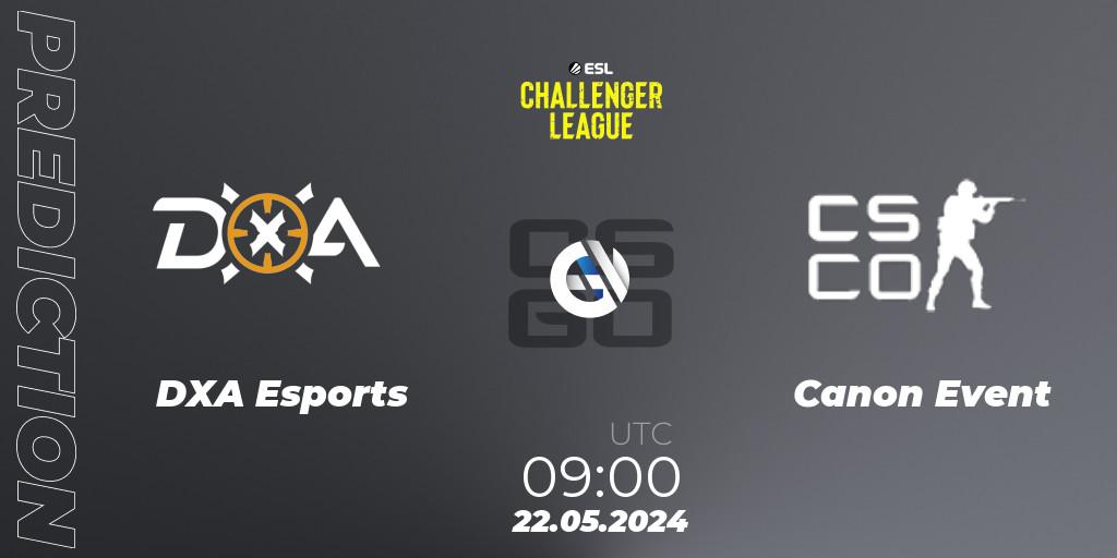 DXA Esports vs Canon Event: Match Prediction. 22.05.2024 at 09:00, Counter-Strike (CS2), ESL Challenger League Season 47: Oceania