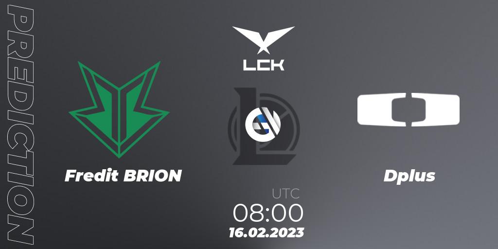 BRION vs Dplus: Match Prediction. 16.02.2023 at 08:00, LoL, LCK Spring 2023 - Group Stage