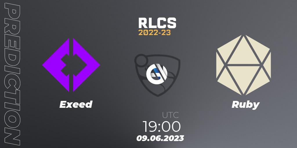 Exeed vs Ruby: Match Prediction. 09.06.2023 at 19:00, Rocket League, RLCS 2022-23 - Spring: South America Regional 3 - Spring Invitational