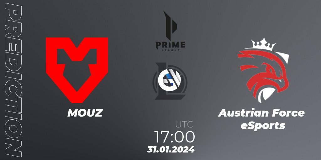 MOUZ vs Austrian Force eSports: Match Prediction. 31.01.2024 at 17:00, LoL, Prime League Spring 2024 - Group Stage