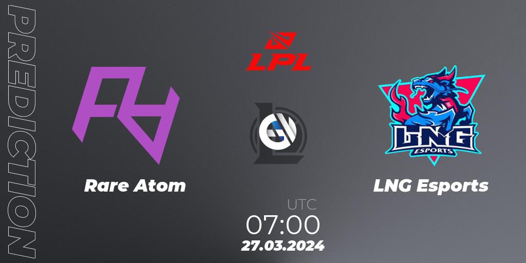 Rare Atom vs LNG Esports: Match Prediction. 27.03.2024 at 09:00, LoL, LPL Spring 2024 - Group Stage
