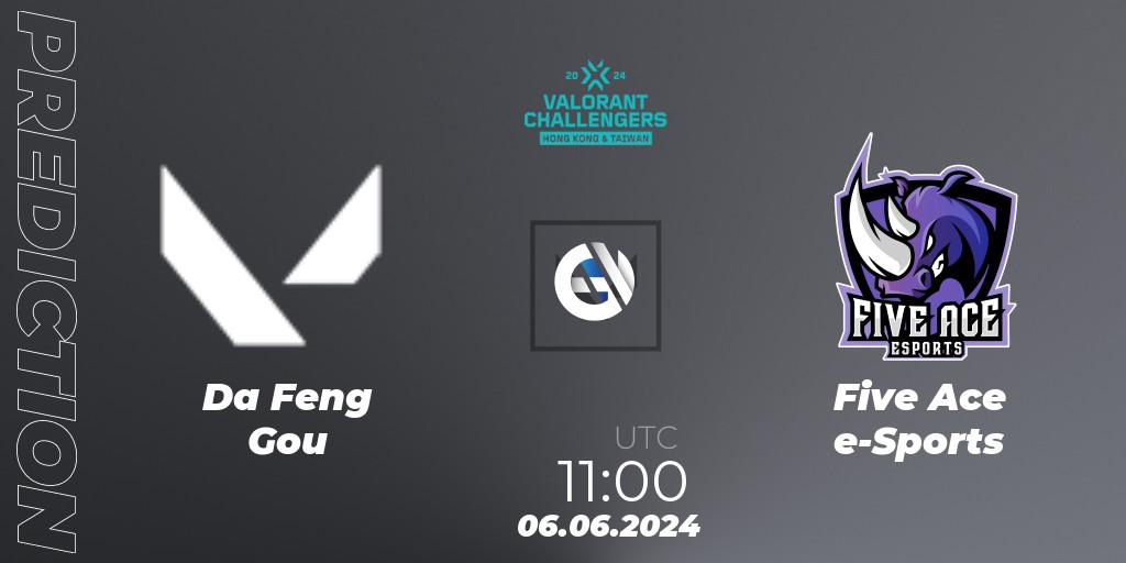 Da Feng Gou vs Five Ace e-Sports: Match Prediction. 06.06.2024 at 11:00, VALORANT, VALORANT Challengers Hong Kong and Taiwan 2024: Split 2