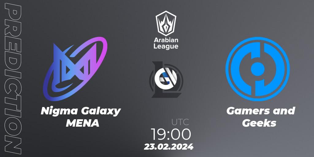 Nigma Galaxy MENA vs Gamers and Geeks: Match Prediction. 23.02.24, LoL, Arabian League Spring 2024