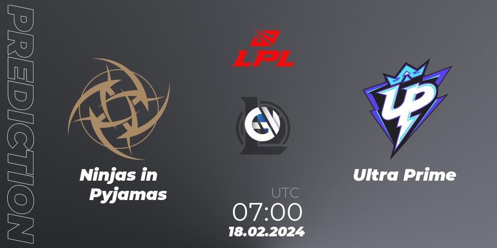 Ninjas in Pyjamas vs Ultra Prime: Match Prediction. 18.02.2024 at 07:00, LoL, LPL Spring 2024 - Group Stage